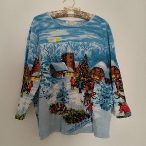 Christmas themed three quarter length sleeved top